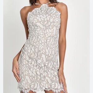 Lulu's Ivory Floral Lace Mini Dress